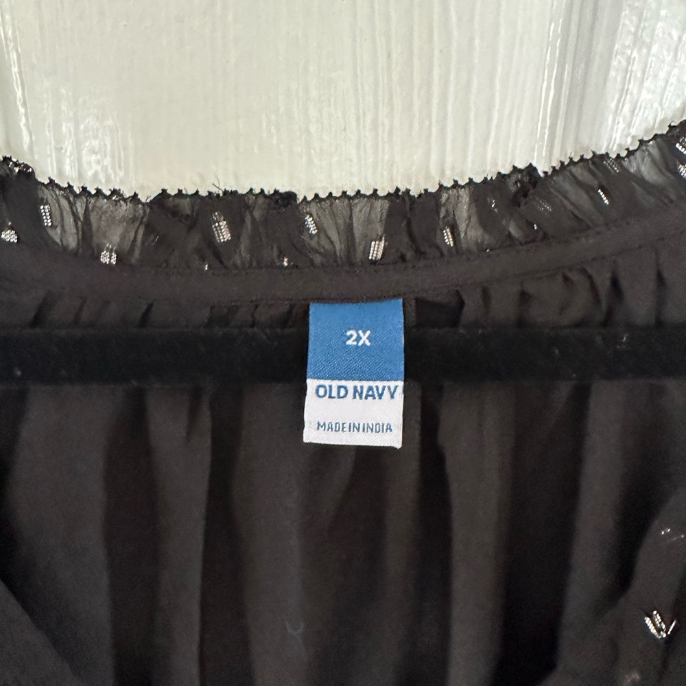 Black Sheer Old Navy Dress 2X Silver Sparkle - Picture 6 of 6
